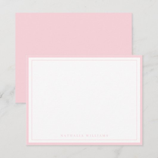 Einfaches Basis-Rosa-Rahmen-Briefpapier Mitteilungskarte (Vorne/Hinten)
