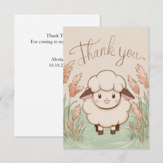 Einfaches Bauernschaf Dankeskarte (Vorne/Hinten)