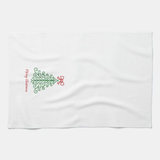 Einfaches Baum mit Bow Moderne Weihnachten Geschirrtuch (Horizontal)