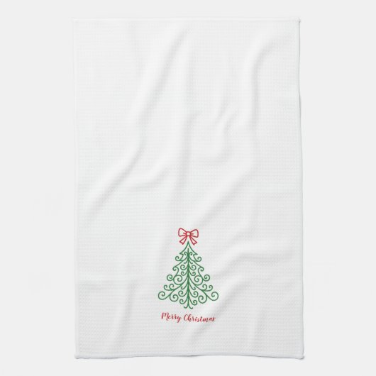 Einfaches Baum mit Bow Moderne Weihnachten Geschirrtuch (Vertikal)