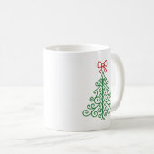 Einfaches Baum mit Bow Moderne Weihnachten Kaffeetasse (VorderseiteRechts)