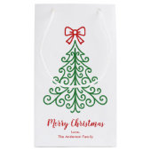 Einfaches Baum mit Bow Moderne Weihnachten Kleine Geschenktüte (Rückseite)