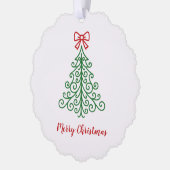 Einfaches Baum mit Bow Moderne Weihnachten Ornament Karte (Links)