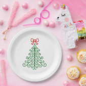 Einfaches Baum mit Bow Moderne Weihnachten Pappteller (Party)