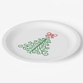 Einfaches Baum mit Bow Moderne Weihnachten Pappteller (Schrägansicht)
