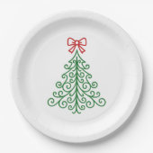 Einfaches Baum mit Bow Moderne Weihnachten Pappteller (Vorderseite)