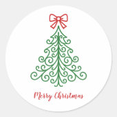 Einfaches Baum mit Bow Moderne Weihnachten Runder Aufkleber (Vorderseite)
