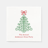 Einfaches Baum mit Bow Moderne Weihnachten Serviette (Vorderseite)