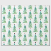 Einfaches Baum mit rotem Stern Weihnachten Geschenkpapier (Flach)