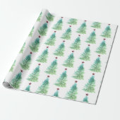 Einfaches Baum mit rotem Stern Weihnachten Geschenkpapier (Ungerollt)