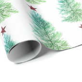 Einfaches Baum mit rotem Stern Weihnachten Geschenkpapier (Rolleneckpunkt)