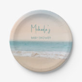 Einfaches Beach Foto Personalisiert Babydusche Pappteller (Vorderseite)