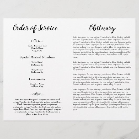 Einfaches Beerdigungsbudget (Rückseite)