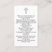 Einfaches Beerdigungskreuz auf der Taubengebet-Kar Visitenkarte (Rückseite)