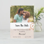Einfaches Beige Foto Brush Stroke Save the Date (Stehend Vorderseite)