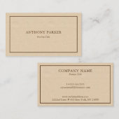 Einfaches Beige Leather-Look Visitenkarte (Vorne/Hinten)