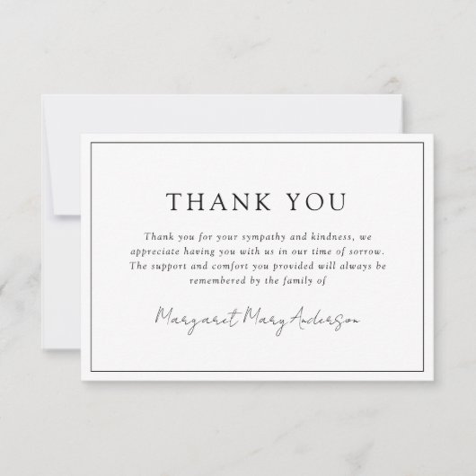 Einfaches Beileid Dankeskarte (Vorderseite)