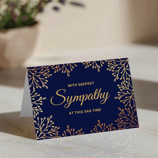 Einfaches Beileid für Navy Blue & Gold Foil Karte