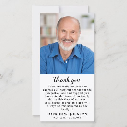 Einfaches Beileid zur Beerdigung Minimalistischer Dankeskarte (Vorderseite)