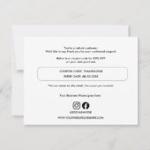 Einfaches, benutzerdefinierter Coupon-Code Dankeskarte (Rückseite)