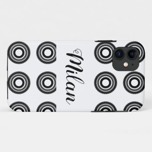 einfaches benutzerdefiniertes BLACK mandala Monogr Case-Mate iPhone Hülle (Rückseite (Horizontal))