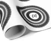 einfaches benutzerdefiniertes BLACK mandala Monogr Geschenkpapier (Rolleneckpunkt)