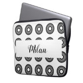 einfaches benutzerdefiniertes BLACK mandala Monogr Laptopschutzhülle (Vorderseite Links)