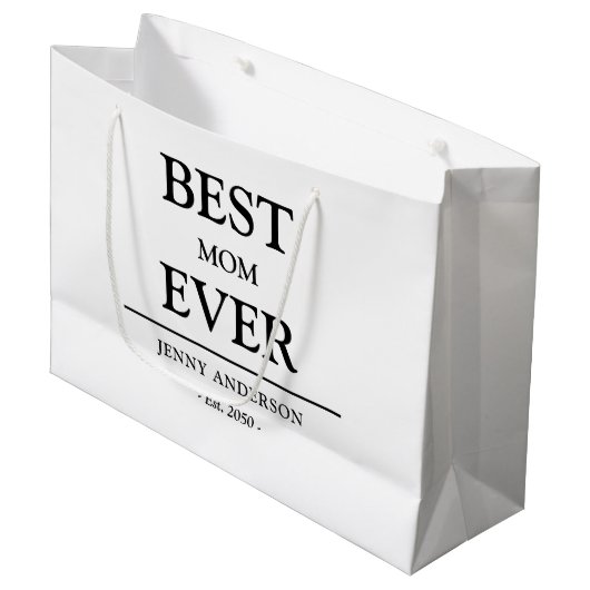 Einfaches benutzerdefiniertes Design Beste Mutter Große Geschenktüte (Vorderseite Schrägansicht)