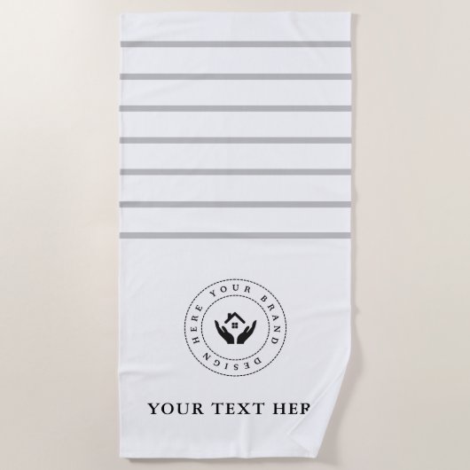 Einfaches, benutzerdefiniertes Firmenlogo und Text Strandtuch (Vorderseite)