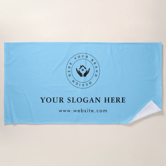Einfaches, benutzerdefiniertes Firmenlogo und Text Strandtuch (Vorderseite)