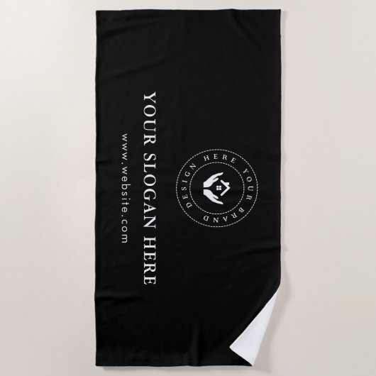 Einfaches, benutzerdefiniertes Firmenlogo und Text Strandtuch (Vorderseite)