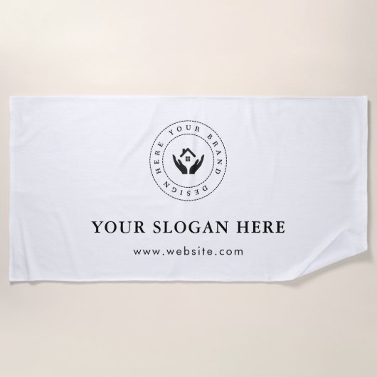 Einfaches, benutzerdefiniertes Firmenlogo und Text Strandtuch (Vorderseite)