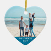 Einfaches, benutzerdefiniertes Foto 2-seitige Herz Keramik Ornament (Vorne)