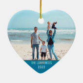 Einfaches, benutzerdefiniertes Foto 2-seitige Herz Keramik Ornament (Hinten)