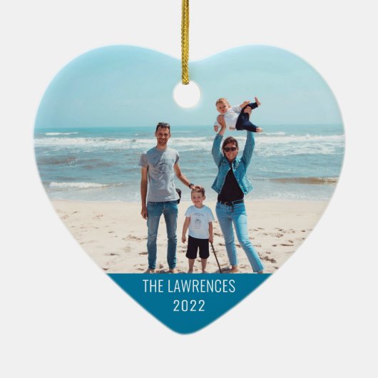 Einfaches, benutzerdefiniertes Foto 2-seitige Herz Keramik Ornament (Hinten)