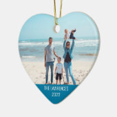 Einfaches, benutzerdefiniertes Foto 2-seitige Herz Keramik Ornament (Links)