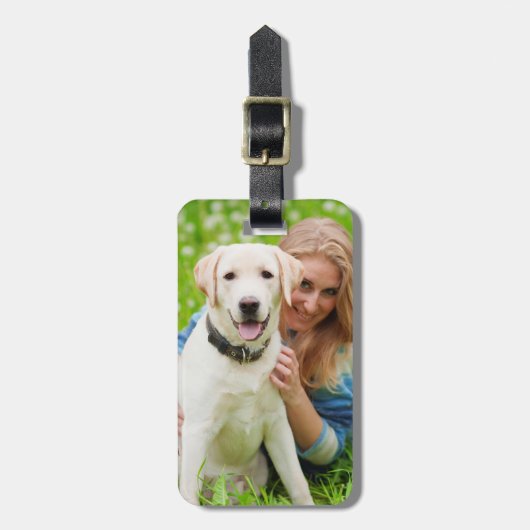 Einfaches, benutzerdefiniertes Foto Dog Pet Person Gepäckanhänger (Vorderseite vertikal)