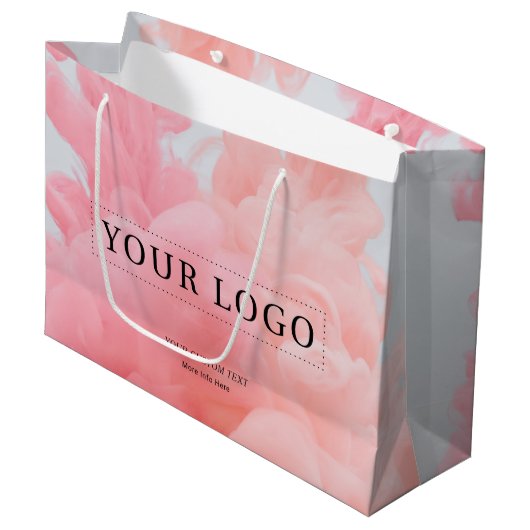 Einfaches, benutzerdefiniertes Foto- und Textunter Große Geschenktüte (Vorderseite Schrägansicht)