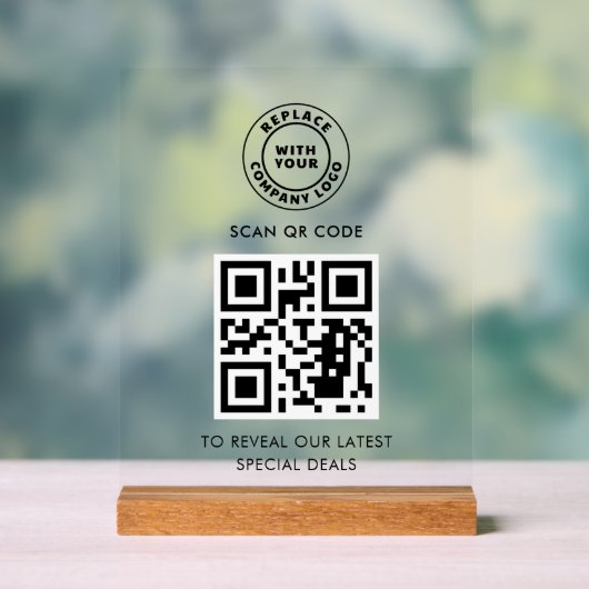 Einfaches benutzerdefiniertes Geschäftslogo und QR Acrylschild (Neutral)