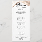 Einfaches, benutzerdefiniertes Gold Glitzer Hochze Menükarte (Vorderseite)