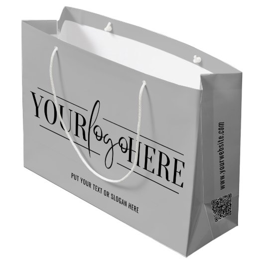 Einfaches, benutzerdefiniertes Logo mit QR-Code, g Große Geschenktüte (Rückseite Schrägansicht)