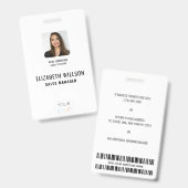 Einfaches benutzerdefiniertes Logo, Name, Foto Mit Ausweis (Front & Back)