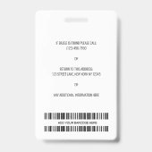 Einfaches benutzerdefiniertes Logo, Name, Foto Mit Ausweis (Back)