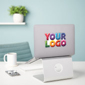 Einfaches benutzerdefiniertes Logo und Text Geschä Aufkleber (Laptop auf Schreibtisch)