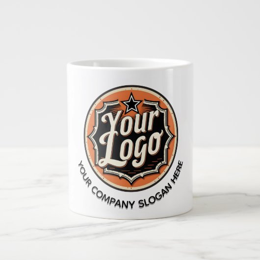 Einfaches benutzerdefiniertes Logo und Text Geschä Jumbo-Tasse (Vorderseite)