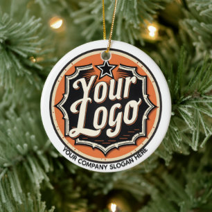 Einfaches benutzerdefiniertes Logo und Text Geschä Keramik Ornament