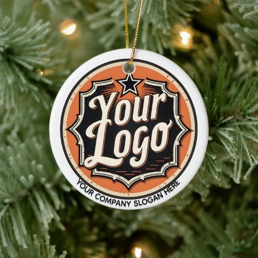 Einfaches benutzerdefiniertes Logo und Text Geschä Keramik Ornament (Baum)
