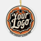 Einfaches benutzerdefiniertes Logo und Text Geschä Keramik Ornament (Vorne)