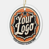 Einfaches benutzerdefiniertes Logo und Text Geschä Keramik Ornament (Links)