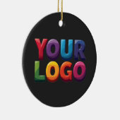 Einfaches benutzerdefiniertes Logo und Text Geschä Keramik Ornament (Rechts)
